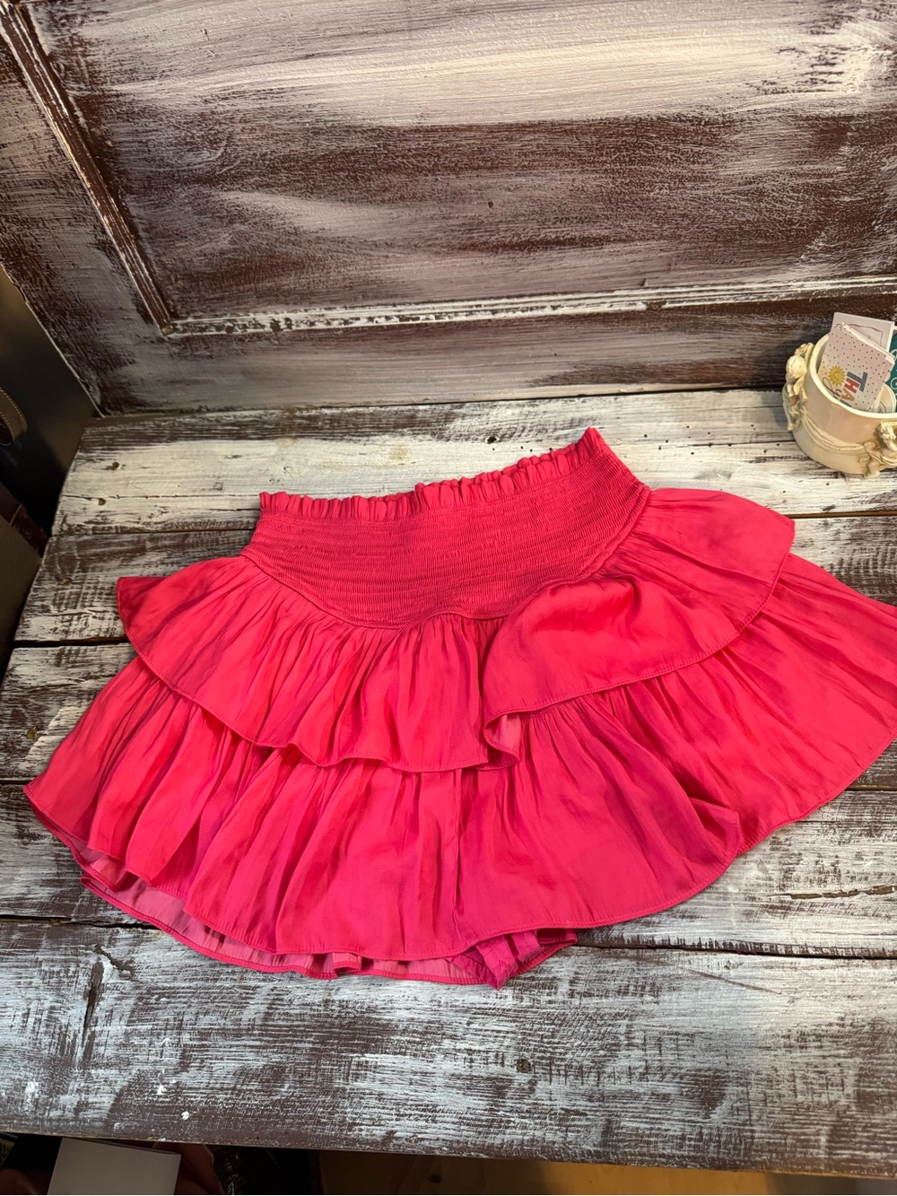 Mustard Seed Hot Pink Tiered Ruffle Skort